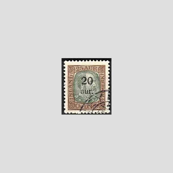 FRIMRKER ISLAND | 1921-22 - AFA 107 - Provisorier - 20/25 aur brun/grn - Stemplet