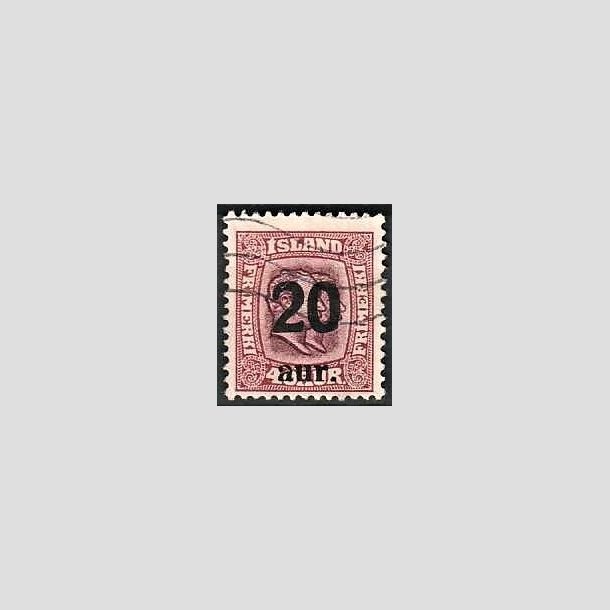 FRIMRKER ISLAND | 1921-22 - AFA 110 - Provisorier - 20/40 aur lillard - Stemplet