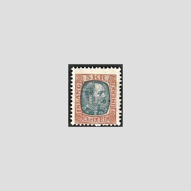 FRIMRKER ISLAND | 1902-04 - AFA 47 - Kong Chr. IX - 5 kr. rdbrun/gr - Ubrugt