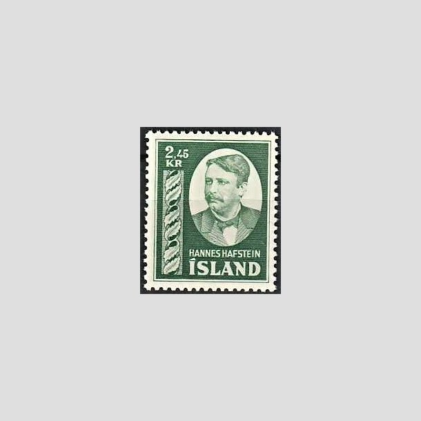 FRIMRKER ISLAND | 1954 - AFA 295 - Hannes Hafstein - 2,45 kr. grn - Postfrisk