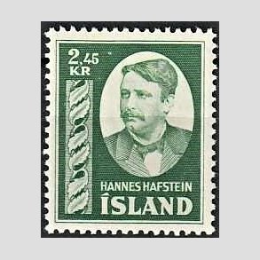 FRIMRKER ISLAND | 1954 - AFA 295 - Hannes Hafstein - 2,45 kr. grn - Postfrisk