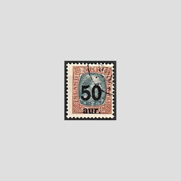 FRIMRKER ISLAND | 1925 - AFA 113 - Provisorier - 50 aur/5 kr. brun/gr - Stemplet