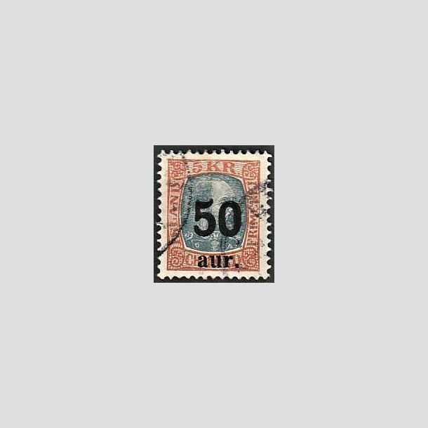 FRIMRKER ISLAND | 1925 - AFA 113 - Provisorier - 50 aur/5 kr. brun/gr - Stemplet