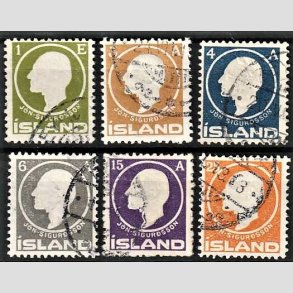 FRIMRKER ISLAND | 1911 -  AFA 63-68 - Jn Sigurdsson - 1 eyr - 25 aur i komplet st - Stemplet