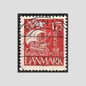 FRIM�RKER DANMARK | 1927 - AFA 169 - Karavel 15 �re r�d - Lux Stemplet R�nne
