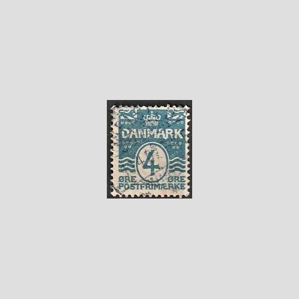 FRIMRKER DANMARK | 1905-06 - AFA 45y - Blgelinie 4 re bl Krone III, Variant! A og R sammenhngende - Stemplet