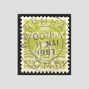 FRIM�RKER DANMARK | 1952-53 - AFA 335 - B�lgelinie 12 �re lysgr�n - Lux Stemplet 