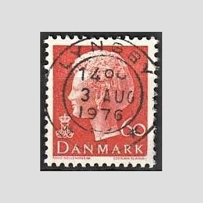 FRIMRKER DANMARK | 1974 - AFA 572 - Dronning Margrethe - 60 re orange - Pragt Stemplet Lyngby