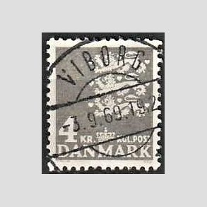 FRIMRKER DANMARK | 1969 - AFA 487 - Rigsvben 4 Kr. gr - Pragt Stemplet Viborg