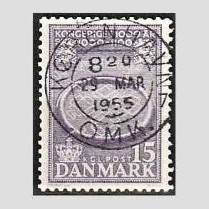 FRIM�RKER DANMARK | 1953-56 - AFA 347 - Kongeriget 1000 �r - 15 �re violet - Pragt Stemplet 