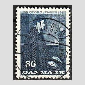 FRIM�RKER DANMARK | 1966 - AFA 447 - Georg Jensen - 80 �re bl� - Lux Stemplet Hvidovre