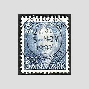 FRIMRKER DANMARK | 1992 - AFA 1019 - Dronning Margrethe - 5,00 Kr. bl - Pragt Stemplet
