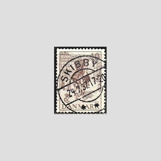 FRIMRKER DANMARK | 1937 - AFA 240 - Chr. X 25 re jubilum 10 re brun - Lux Stemplet Skibby