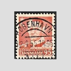 FRIMRKER DANMARK | 1952-53 - AFA 343 - Fr. IX 95 re orangerd - Lux Stemplet 