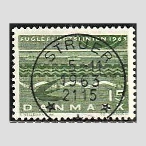 FRIM�RKER DANMARK | 1963 - AFA 416 - Fugleflugtslinien til Tyskland - 15 �re gr�n - Lux Stemplet Struer
