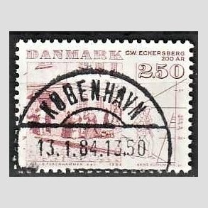 FRIM�RKER DANMARK | 1983 - AFA 788 - C.W Eckersberg - 2,50 Kr. r�d - Pragt Stemplet