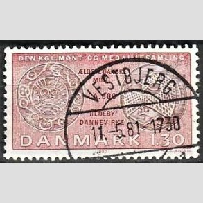 FRIM�RKER DANMARK | 1980 - AFA 708 - Gamle danske m�nter - 1,30 Kr. r�d/r�dbrun - Lux Stemplet