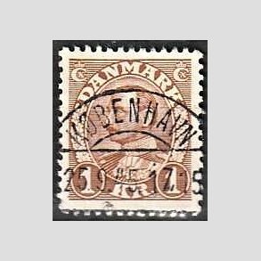 FRIMRKER DANMARK | 1934 - AFA 211 - Chr. X 1 Kr. brun - Pragt Stemplet Kbenhavn