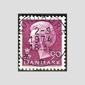 FRIMRKER DANMARK | 1974 - AFA 562 - Dronning Margrethe - 90 re violet - Pragt Stemplet
