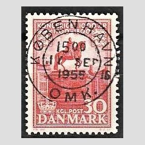 FRIM�RKER DANMARK | 1953-56 - AFA 354 - Kongeriget 1000 �r - 30 �re r�d - Pragt Stemplet K�benhavn