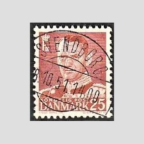 FRIMRKER DANMARK | 1950 - AFA 321 - Fr. IX 25 re rd - Lux Stemplet Svendborg