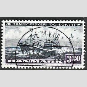 FRIM�RKER DANMARK | 1984 - AFA 811 - Fiskeri og s�fart - 3,30 Kr. sortbl�/violet - Pragt Stemplet Lemvig