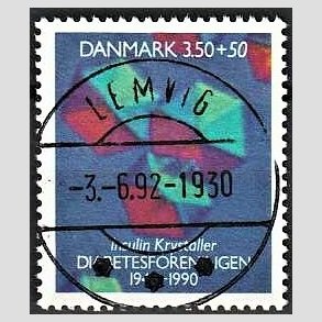FRIMRKER DANMARK | 1990 - AFA 977 - Diabetesforeningen - 3,50 Kr. + 50 re flerfarvet - Lux Stemplet Lemvig