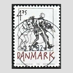 FRIM�RKER DANMARK | 1992 - AFA 1030 - Danske tegneseriefigurer - 4,75 Kr. sort/r�d - Pragt Stemplet Lemvig