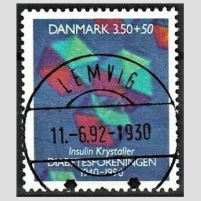 FRIMRKER DANMARK | 1990 - AFA 977 - Diabetesforeningen - 3,50 Kr. + 50 re flerfarvet - Lux Stemplet Lemvig