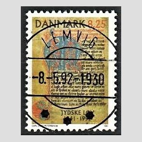 FRIM�RKER DANMARK | 1991 - AFA 991 - Jyske Lov 750 �r. - 8,25 Kr. flerfarvet - Lux Stemplet (Pragtm�rke)