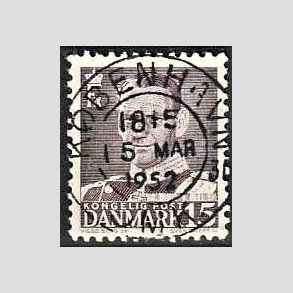 FRIMRKER DANMARK | 1950 - AFA 319 - Fr. IX 15 re grviolet - Lux Stemplet Kbenhavn