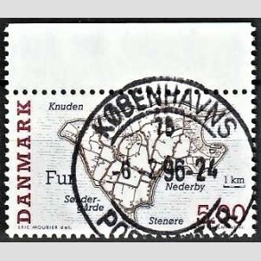 FRIM�RKER DANMARK | 1995 - AFA 1088 - Danske sm��er - 5,00 Kr. flerfarvet - Pragt Stemplet