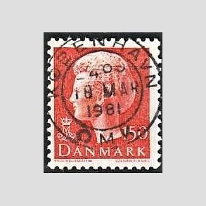 FRIMRKER DANMARK | 1981 - AFA 721 - Dronning Margrethe - 150 re orange - Pragt Stemplet