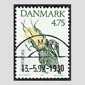 FRIM�RKER DANMARK | 1992 - AFA 1015 - Europam�rke Columbus - 4,75 Kr. gr�n/gul - Pragt Stemplet Lemvig
