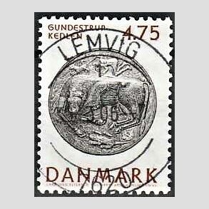 FRIM�RKER DANMARK | 1992 - AFA 1009 - Nationalmuseets samlinger - 4,75 Kr. r�d/sort - Lux Stemplet Lemvig