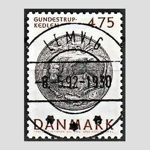 FRIM�RKER DANMARK | 1992 - AFA 1009 - Nationalmuseets samlinger - 4,75 Kr. r�d/sort - Pragt Stemplet (Pragtm�rke)