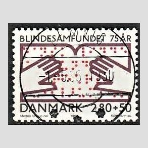 FRIMRKER DANMARK | 1986 - AFA 853 - Dansk Blindesamfund 75 r. - 2,80 Kr. + 50 re flerfarvet - Pragt Stemplet Lemvig