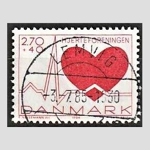 FRIMRKER DANMARK | 1984 - AFA 808 - Hjerteforeningen - 2,70 Kr. + 40 re rd - Pragt Stemplet Lemvig