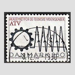 FRIMRKER DANMARK | 1987 - AFA 884 - Akademiet for Teknisk Videnskab - 2,50 Kr. sort/rd - Lux Stemplet
