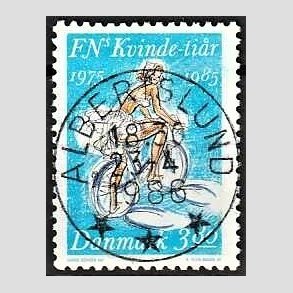 FRIM�RKER DANMARK | 1985 - AFA 839 - FN's kvinde-ti�r - 3,80 Kr. flerfarvet - Pragt Stemplet Albertslund