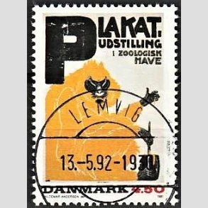 FRIM�RKER DANMARK | 1991 - AFA 1000 - Dansk Plakatkunst - 4,50 Kr. flerfarvet - Pragt Stemplet Lemvig