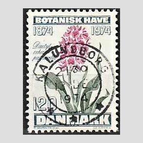 FRIM�RKER DANMARK | 1974 - AFA 578 - Botanisk Have 100 �r. - 120 �re bl�gr�n/violet/gr�n - Pragt Stemplet Kalundborg