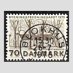 FRIM�RKER DANMARK | 1975 - AFA 591 - Bygningsfredning - 70 �re brun - Pragt Stemplet