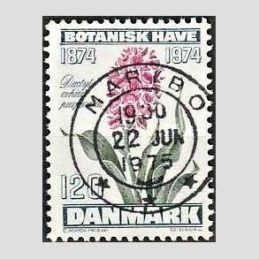 FRIM�RKER DANMARK | 1974 - AFA 578 - Botanisk Have 100 �r. - 120 �re bl�gr�n/violet/gr�n - Pragt Stemplet