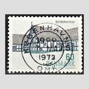 FRIM�RKER DANMARK | 1972 - AFA 539 - Dansk bygningskunst - 60 �re bl�/gr�n/sort - Pragt Stemplet
