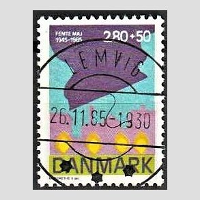FRIMRKER DANMARK | 1985 - AFA 831 - 40-ret for befrielsen - 2,80 + 50 re Kr. flerfarvet - Pragt Stemplet Lemvig