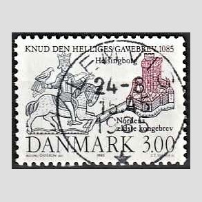 FRIM�RKER DANMARK | 1985 - AFA 835 - Domkirken i Lund - 3,00 Kr. m�rkbl�/lilla - Pragt Stemplet