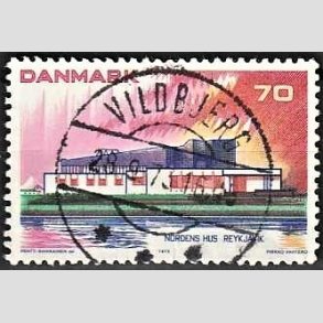 FRIM�RKER DANMARK | 1973 - AFA 547 - Nordens hus. - 70 �re flerfarvet - Pragt Stemplet Vildbjerg