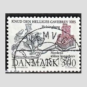 FRIM�RKER DANMARK | 1985 - AFA 835 - Domkirken i Lund - 3,00 Kr. m�rkbl�/lilla - Pragt Stemplet