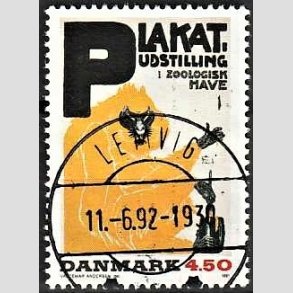 FRIM�RKER DANMARK | 1991 - AFA 1000 - Dansk Plakatkunst - 4,50 Kr. flerfarvet - Pragt Stemplet Lemvig